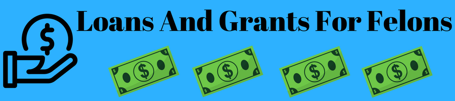 Image of hand holding money and the caption "loans and grants for felons."