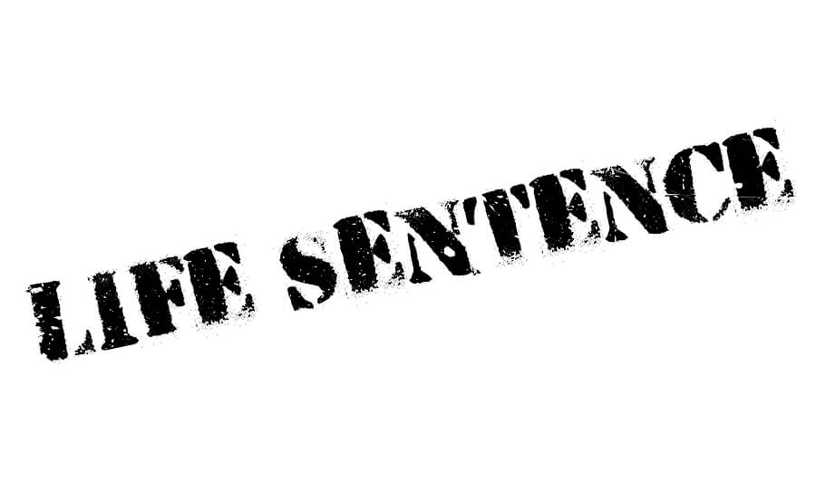 Life Sentence rubber stamp. 