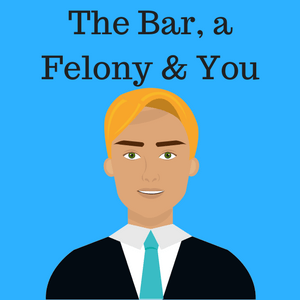 Image of a law student and the caption "The Bar, a Felony & You."