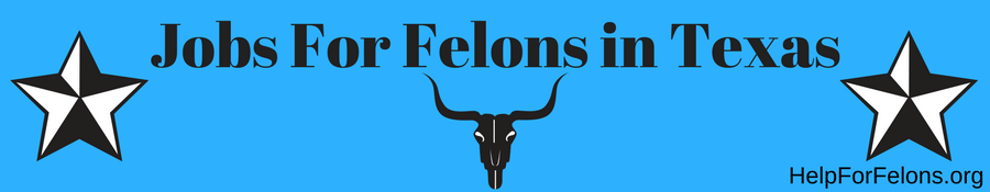 Image of a Texas Longhorn and Texas star with the caption "Jobs For Felons in Texas."