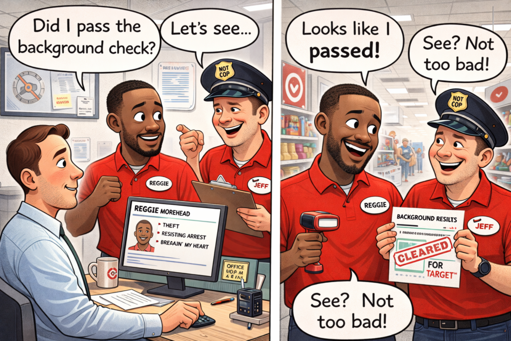 image of felons getting their target background check.