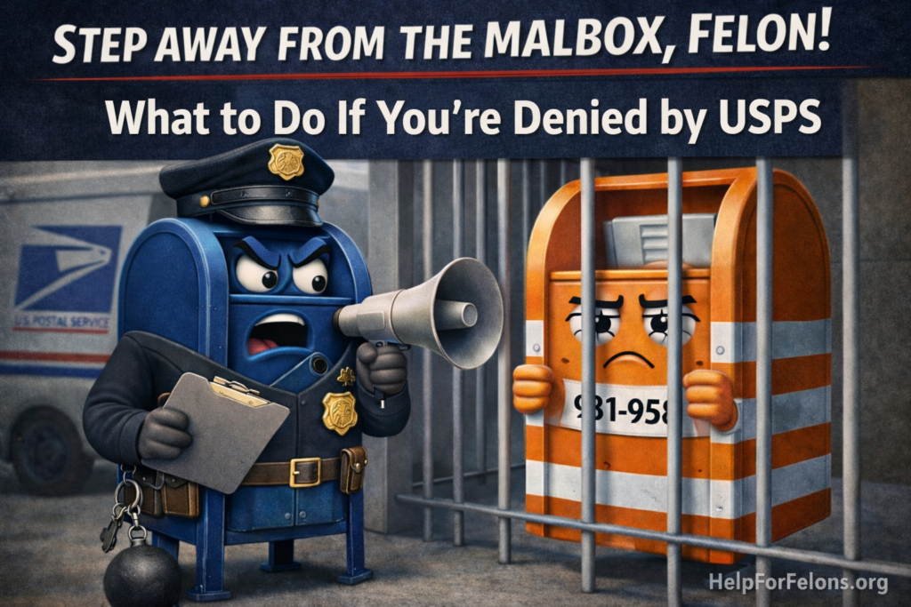 Image of a felon being denied a job at USPS.