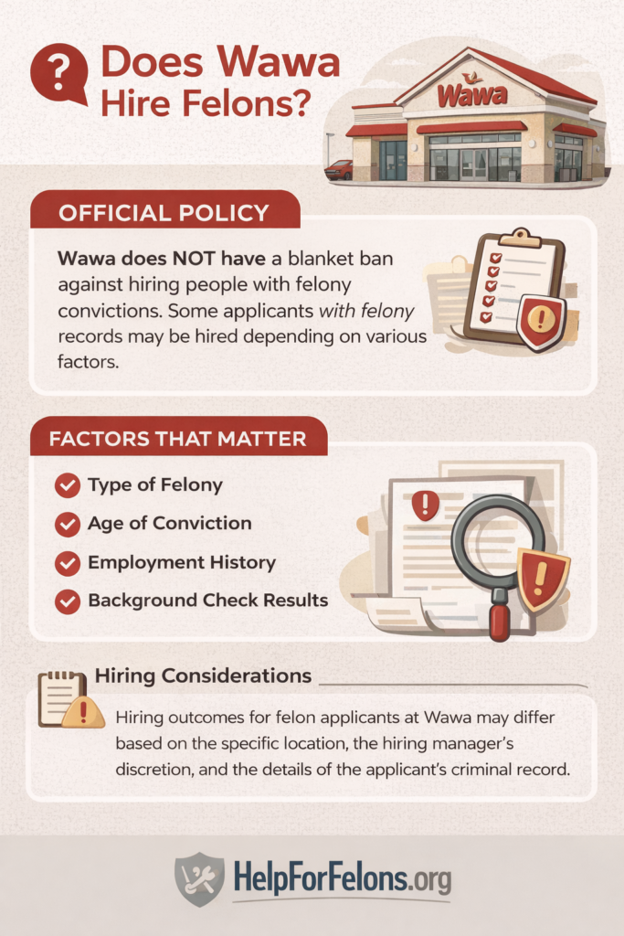 Image of a WaWa infographic about the hiring process for felons.
