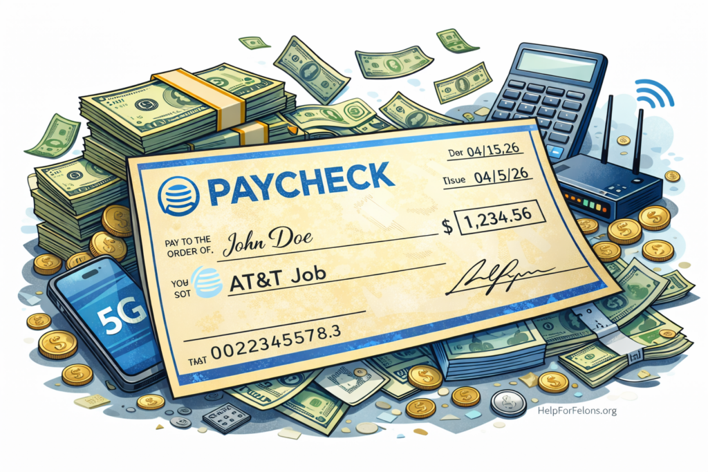 Image of paycheck from AT&T.
