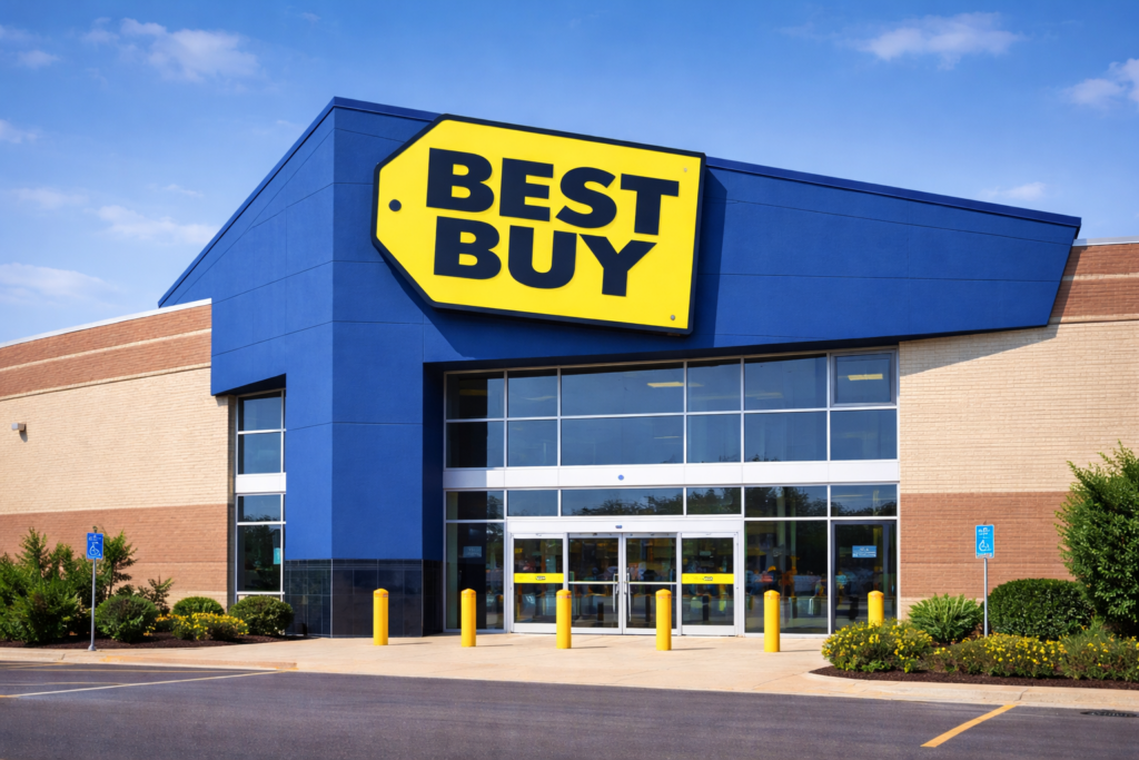 Image of a best buy store from the outside.